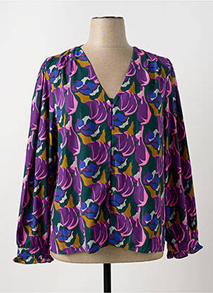 Bluză imprimeu fantezie mâneci lungi violet BY ONE femeie