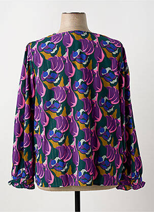 Bluză imprimeu fantezie mâneci lungi violet BY ONE femeie