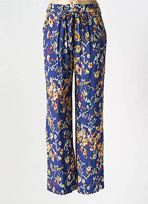 Pantalon drept țesătură poplin albastru 7 SEASONS femeie