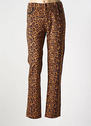 Pantalon slim talie elastică mărime normală maro LEO & UGO femeie