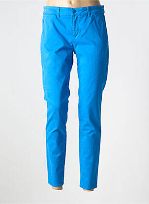 Pantalon chino țesătură poplin mărime normală albastru HAPPY femeie
