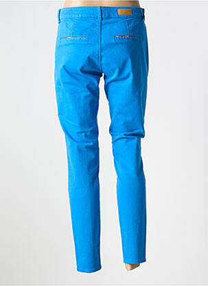 Pantalon chino țesătură poplin mărime normală albastru HAPPY femeie