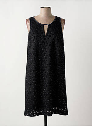 Rochie midi imprimeu fantezie fără mâneci negru RIVIERES DE LUNE femeie
