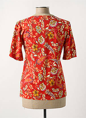 Tricou guler în v mâneci scurte roșu 7 SEASONS femeie