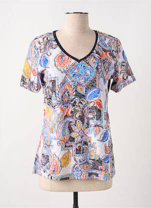Tricou guler în v mâneci scurte albastru CONCEPT K femeie