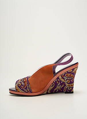 Sandale/pantofi decupați țesătură satinată toc de 7 la 9 cm violet AZUREE femeie