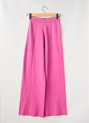 Pantalon larg talie cu cleme talie înaltă roz GERTRUDE femeie