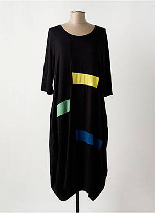 Rochie lungă croială fluidă mâneci 3/4 negru OZAI N KU femeie