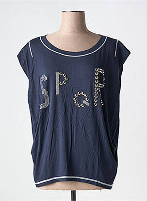 Tricou serigrafie cu strasuri mâneci scurte albastru ELISA CAVALETTI femeie