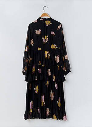 Rochie midi imprimeu floral mâneci lungi negru MASSIMO DUTTI femeie