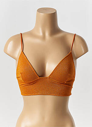 Sutien efect material satinat bralete portocalie NOO femeie
