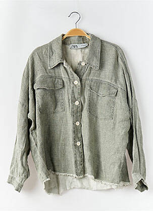 Cămașă cu mâneci lungi verde ZARA bărbat