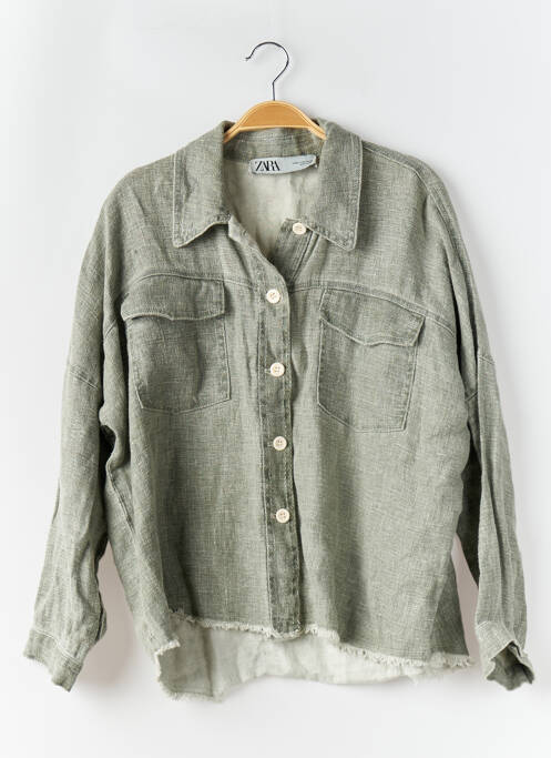 Cămașă cu mâneci lungi verde ZARA bărbat