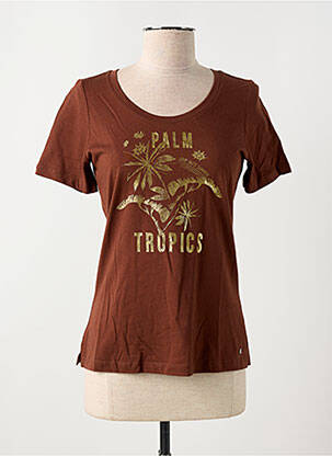 Tricou serigrafie mâneci scurte maro TRAMONTANA femeie
