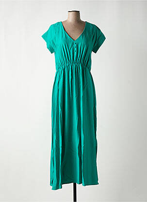 Rochie midi croială fluidă mâneci scurte verde C'EST BEAU LA VIE femeie