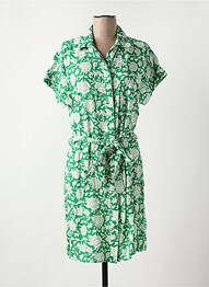 Rochie midi imprimeu fantezie mâneci scurte verde C'EST BEAU LA VIE femme