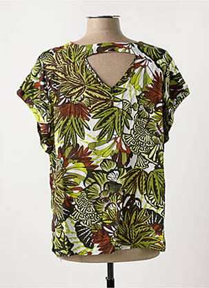 Tricou imprimeu fantezie mâneci scurte verde DIANE LAURY femeie