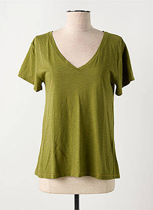 Tricou guler în v mâneci scurte verde PAKO LITTO femeie