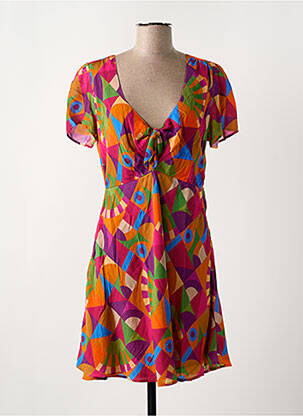 Rochie scurtă mâneci scurte mâneci scurte portocalie CHICOSOLEIL femeie