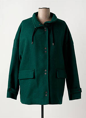 Palton scurt croială dreaptă fără glugă verde TRENCH & COAT femeie