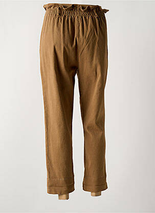 Pantalon 7/8 talie elastică maro MARGOT femeie