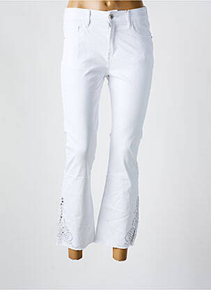 Pantalon 7/8 închidere cu fermoar sub clapetă cu nasturi alb ONADO femeie