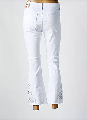 Pantalon 7/8 închidere cu fermoar sub clapetă cu nasturi alb ONADO femeie