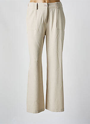 Pantalon drept talie elastică bej HALOGENE femeie