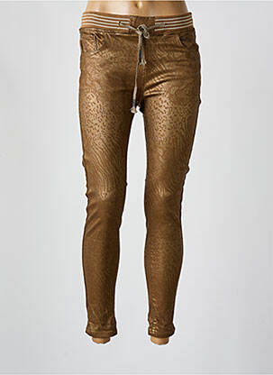 Pantalon slim talie elastică auriu ONADO femeie