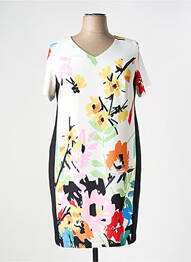 Rochie midi imprimeu floral mâneci scurte alb ARONA femeie