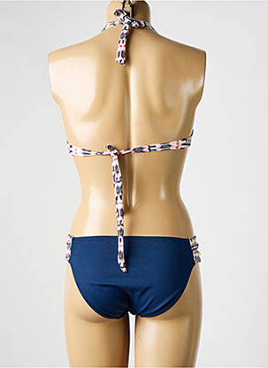 Costum de baie din două piese elasticitate top sutien push-up albastru LPB femeie