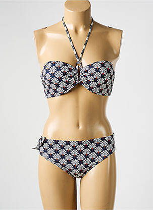 Costum de baie din două piese elasticitate top bentiță albastru TESSY femeie