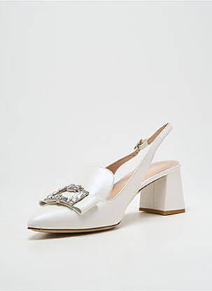 Pantofi cu toc țesătură satinată toc de 4 la 6 cm alb Ô TALONS GRANVILLE femeie