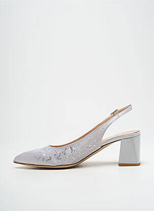 Pantofi cu toc țesătură satinată toc de 4 la 6 cm argintiu Ô TALONS GRANVILLE femeie