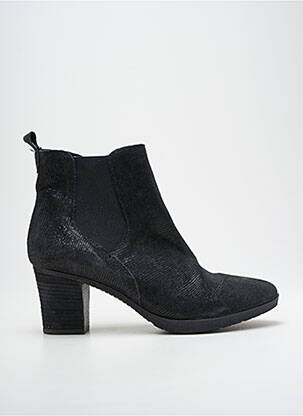 Botine/ghete țesătură satinată toc de 7 la 9 cm negru MADISON femeie