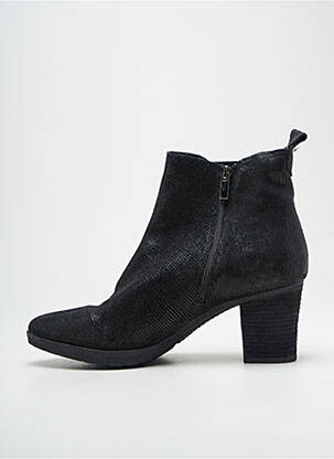 Botine/ghete țesătură satinată toc de 7 la 9 cm negru MADISON femeie