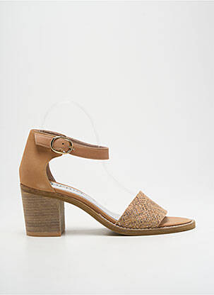 Sandale/pantofi decupați material neted toc de 4 la 6 cm bej MYMA femeie