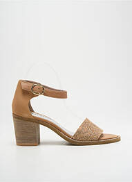 Sandale/pantofi decupați material neted toc de 4 la 6 cm bej MYMA femme