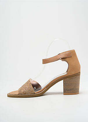 Sandale/pantofi decupați material neted toc de 4 la 6 cm bej MYMA femeie