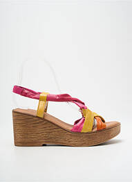 Sandale/pantofi decupați țesătură satinată toc de 7 la 9 cm roz LOLA CANALES femme