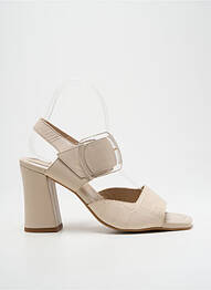 Sandale/pantofi decupați țesătură satinată toc de 7 la 9 cm bej DANSI femme