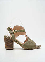 Sandale/pantofi decupați țesătură satinată toc de 7 la 9 cm verde FOLLIA DOLCE femme