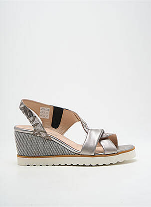 Sandale/pantofi decupați material neted toc de 7 la 9 cm argintiu FOLLIA DOLCE femeie