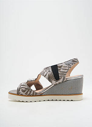 Sandale/pantofi decupați material neted toc de 7 la 9 cm argintiu FOLLIA DOLCE femeie