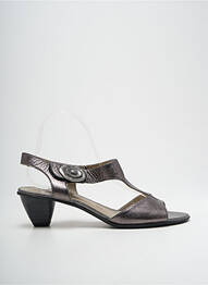 Sandale/pantofi decupați material neted toc de 4 la 6 cm maro SWEET femme