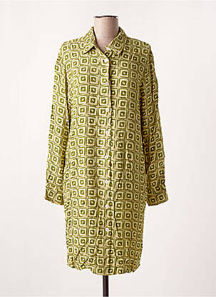 Rochie midi imprimeu fantezie mâneci lungi verde STORIATIPIC femeie