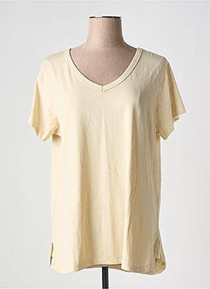 Tricou croială dreaptă mâneci scurte bej ORIENTIQUE NATURALLY femeie