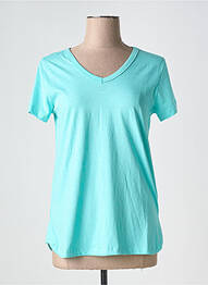 Tricou croială dreaptă mâneci scurte albastru ORIENTIQUE NATURALLY femme