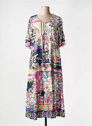 Rochie lungă mâneci scurte mâneci scurte albastru ORIENTIQUE NATURALLY femeie