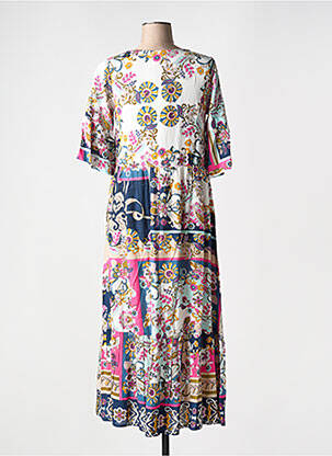 Rochie lungă mâneci scurte mâneci scurte albastru ORIENTIQUE NATURALLY femeie